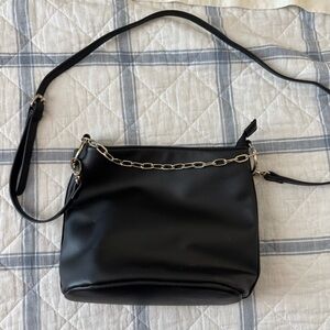 Black Crossbody Bag with gold chain